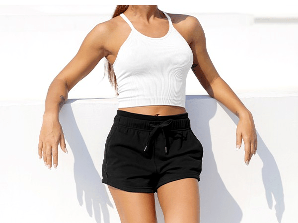 Ododos Cotton Terry Drawstring Workout Shorts 