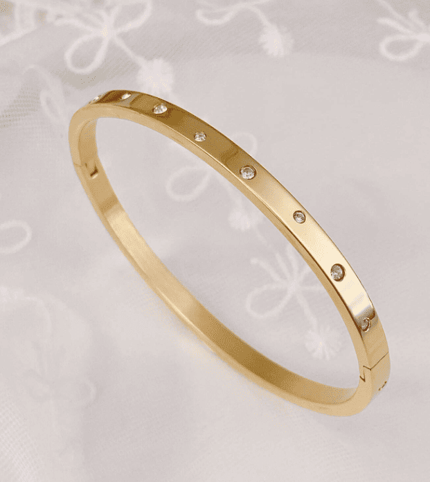 Diamond Encrusted Slim Bangle Bracelet by Shein